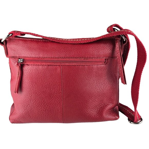 The Sak Pebbled Red Leather Zip Top Shoulder Crossbody Bag - Picture 2 of 10